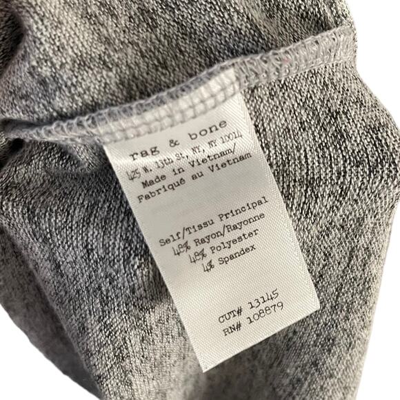 rag & bone Long Sleeve Tee Small Heather Gray Casual Knit V-Neck Top Minimalist - Picture 5 of 8